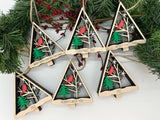 Wood Layered Cardinal Ornament with Customizable Text