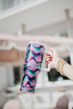 Pink Purple Green Swirl Tumbler with Straw