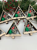Wood Layered Cardinal Ornament with Customizable Text