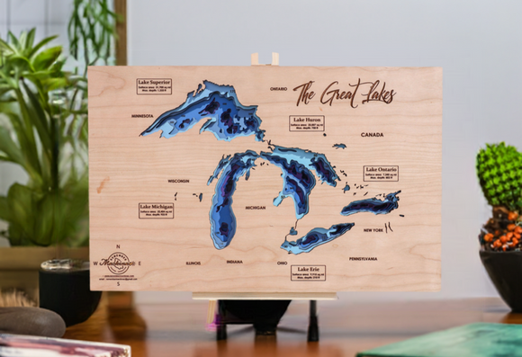 Great lake depth map showing how deep the water is. This was made by Remember Mackinac