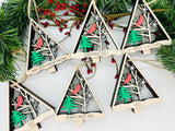 Wood Layered Cardinal Ornament with Customizable Text