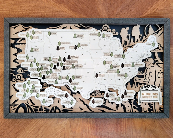 National Parks travel map, made by Remember Mackinac