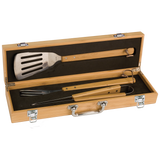 3-Piece Bamboo BBQ Set in Bamboo Case